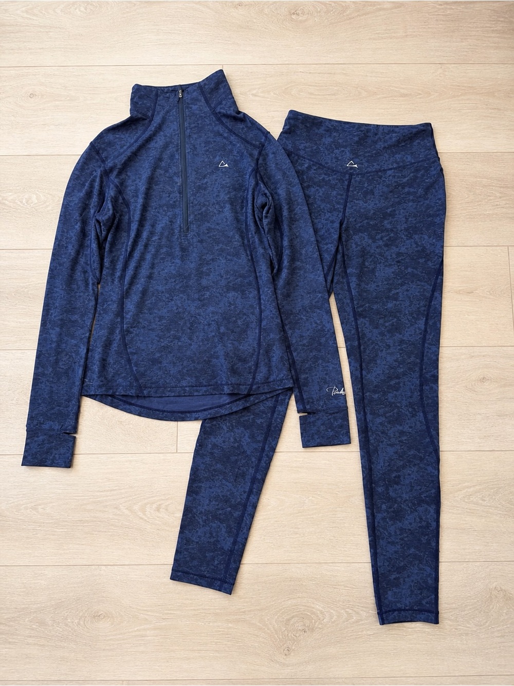 Paradox XS Athletic Set Women Blue Quarter Zip Top + Leggings Gym Workout